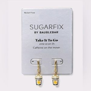 Sugarfix Baublebar Coffee Caffeine Move Take It To Go Huggie Hoop Gold Earrings